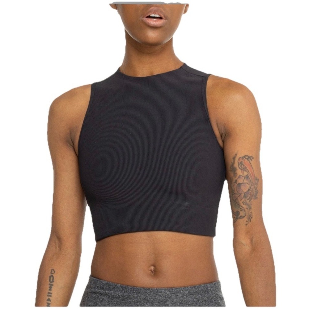 Spanx Women's Contour Rib Mock Neck Crop Top Black Size XL New‎